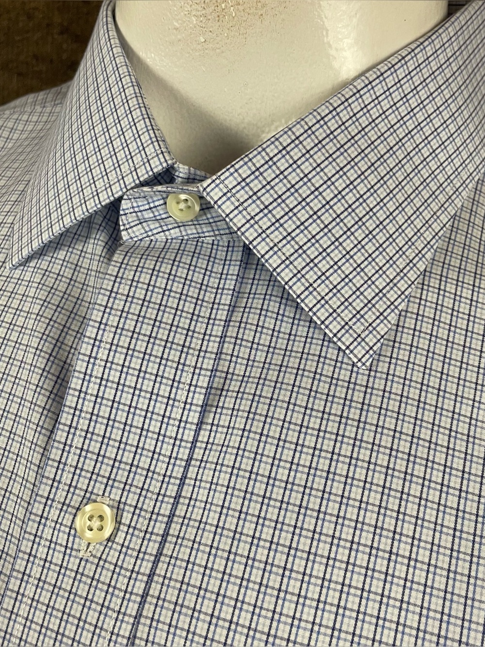 Brooks Brothers Non-Iron Shirt Mens 18 34/35 Blue Supima Cotton Office B29